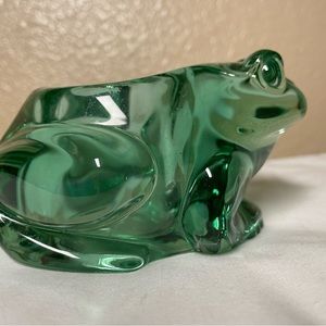 Vintage Indiana Glass Spanish Green Frog Votive Candle Holder